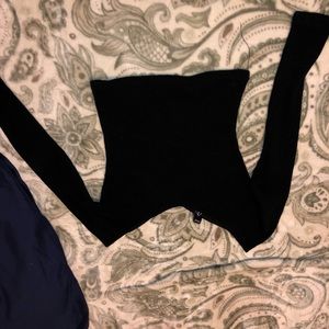 cropped black sexy off the shoulder shirt